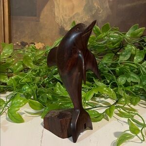 Dolphin Porpoise Ironwood Statue Figurine Handcrafted Hand Carved Solid Wood